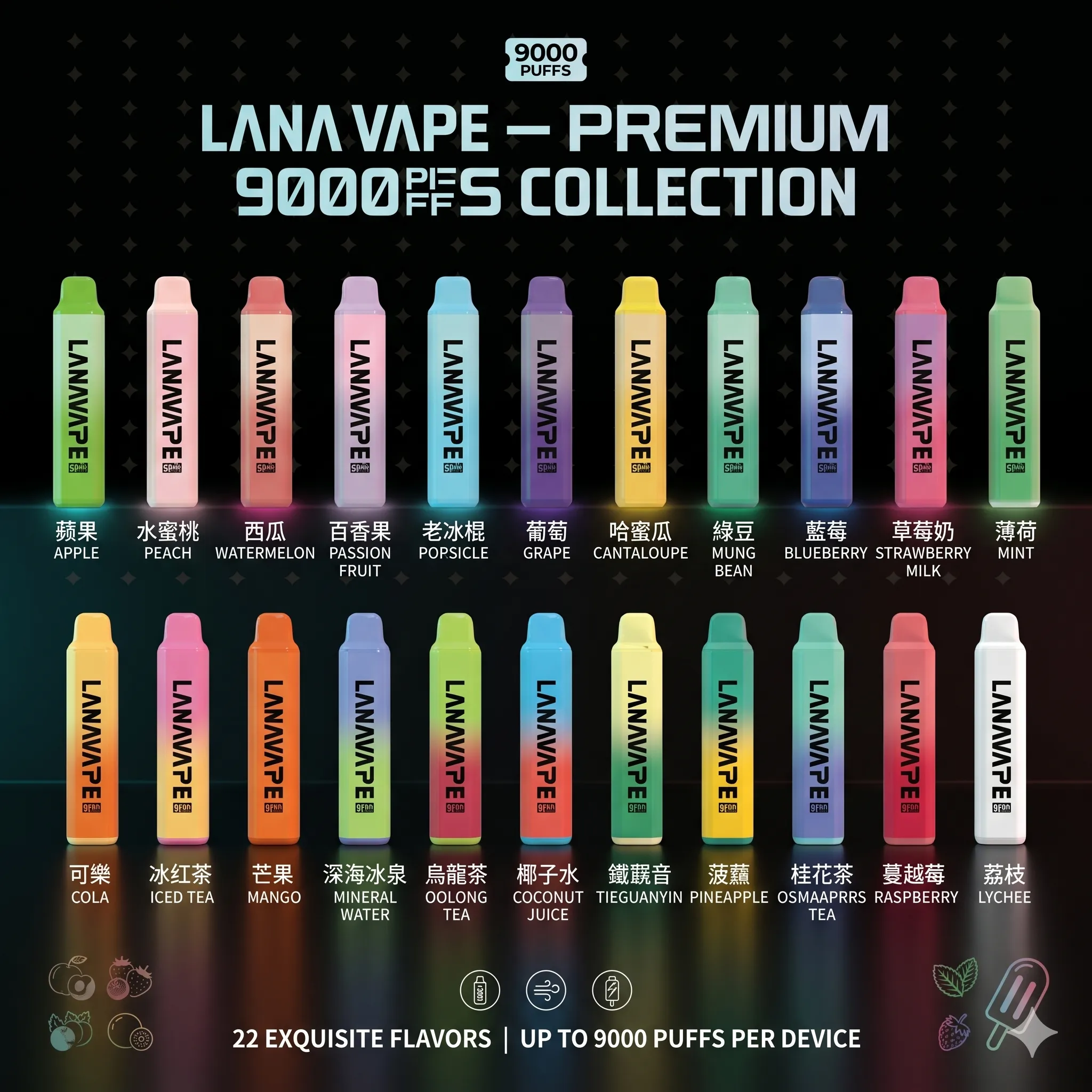 LANA Pen Plus 9000 puffs 拋棄式電子煙|買6支隨機送1支|:圖片 2